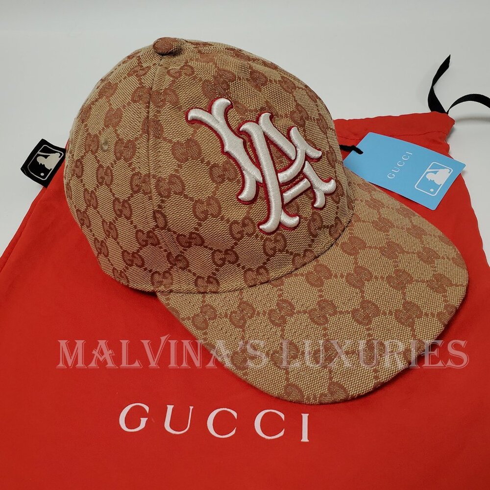 GUCCI BASEBALL CAP LA DODGERS GG SUPREME LOGO CANVAS PATCH HAT sz 57 - 61 - Picture 14 of 14
